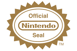 The official Nintendo Seal of quality, a gold circle with spikes that says "Official Nintendo Seal"